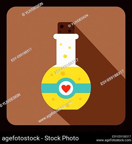 Magic potion icon in flat style with long shadow. Tricks symbol vector illustration