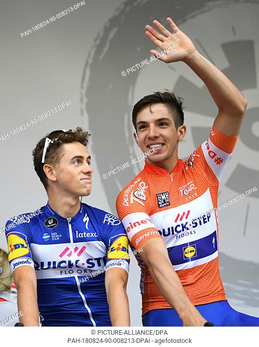24 August 2018, Germany, Bonn, Cycling: UCI European Series - Germany Tour, Bonn - Trier (196, 00 km), Stage 2: Alvaro Jose Hodeg Chagui from Colombia from Team...
