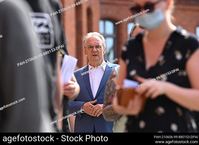 06 June 2021, Saxony-Anhalt, Wittenberg: Reiner Haseloff (CDU), Minister President of Saxony-Anhalt, arrives at the polling station during the state election in...