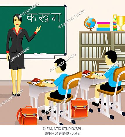 Learning hindi class Stock Photos and Images | agefotostock