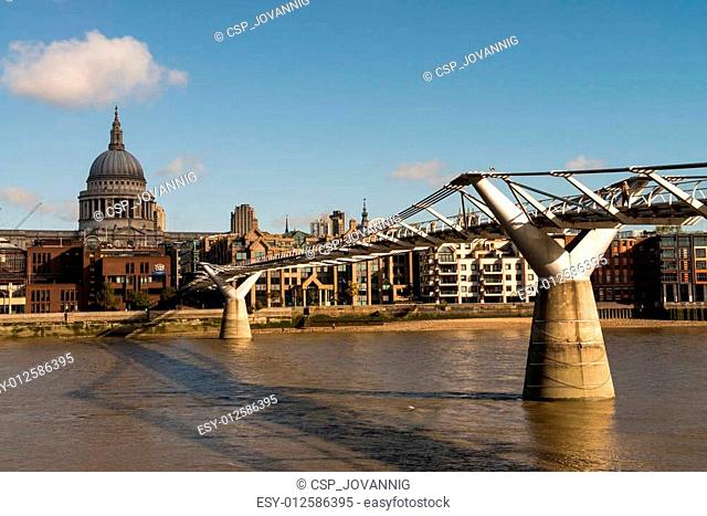City of London, Millennium bridge and St. Paul's Cathedral
