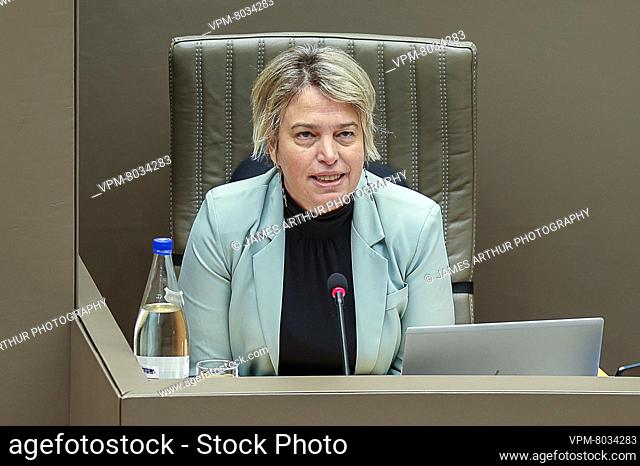Former Minister Joke Schauvliege (CD&V) pictured during a session of the investigating commission on the PFAS - PFOS pollution