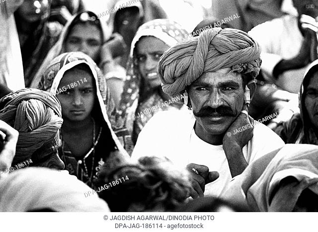 Man in turban Pushkar Fair Rajasthan India Asia 1976