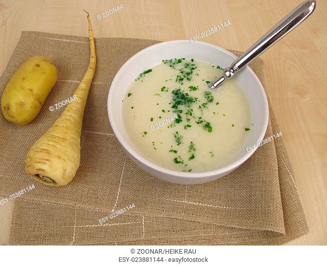 Puree soup with potatoes and parsnips