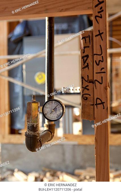 Water meter at construction site; Azusa; California; USA
