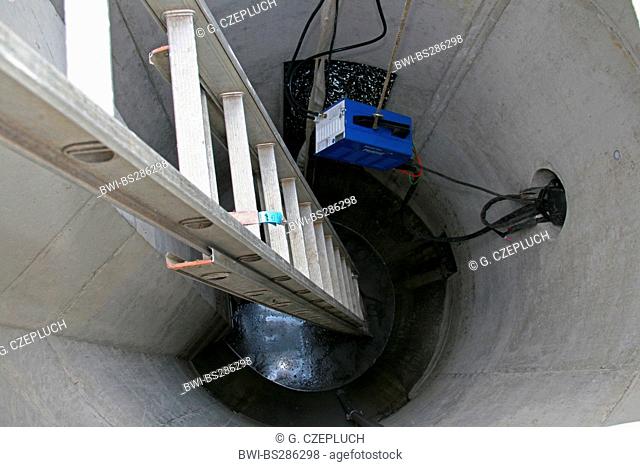ladder in modern canalisation, Germany, North Rhine-Westphalia