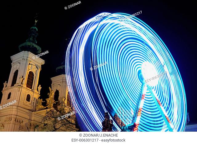 Ferris wheel at night in Graz Austria