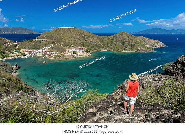 France, Guadeloupe (French West Indies), Les Saintes archipelago, Terre de Haut, Marigot bay dominated by Napoleon fortress
