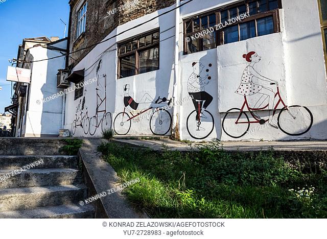 graffiti on the building at Crnogorska Street in Savamala district, Belgrade, Serbia