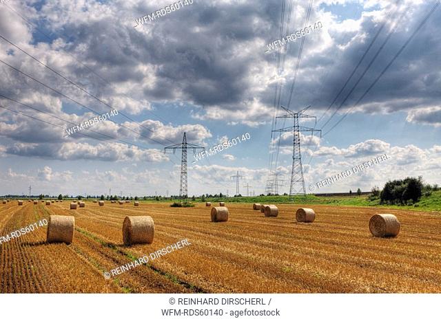 Electricity Pylon and Wheat Field, Munich, Bavaria, Germany