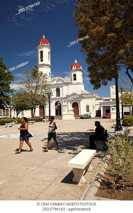 View to the Purisima Concepcion Cathedral in Jose Marti Park, Cienfuegos, Cuba, West Indies, Central America
