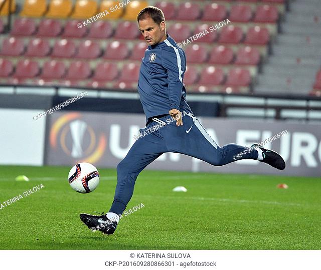 Coach of Inter Milan Frank de Boer in action during the training session prior to European Football League second round group K match: Sparta Praha vs Inter...