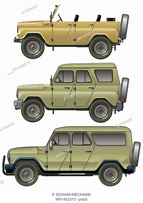 Isolated Jeeps Set