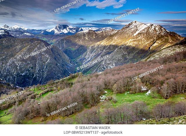 Spain, Asturias, Biamon. View from Picu'l Vasu on the western edge of the Picos Europa National Park