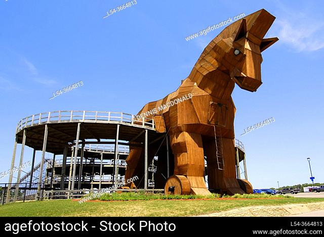 Trojan Horse at the Mt Olympus Theme Park, Wisconsin Dells, WI is a major attraction at The Wisconsin Dells in Wisconsin and popular resort area only short...