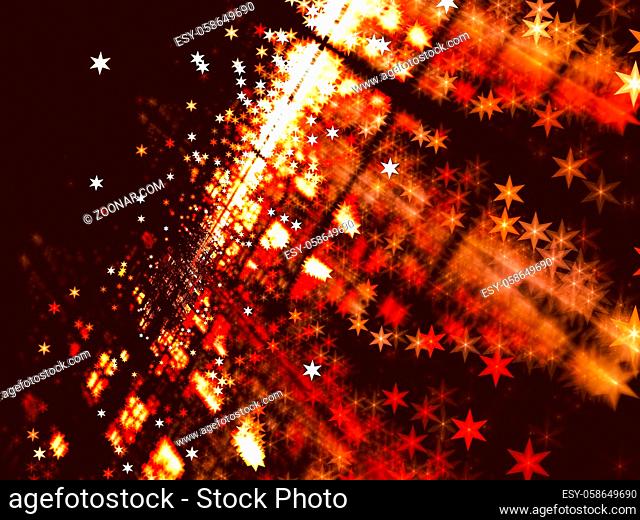 Blurred backdrop with stars - abstract computer-generated image. Fractal art: unusual surface with perspective and light effects