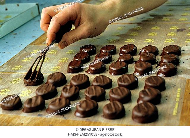 France, Saone et Loire, La Clayette, the chocolate maker Bernard Dufoux, third chocolate maker of France during an in house training session
