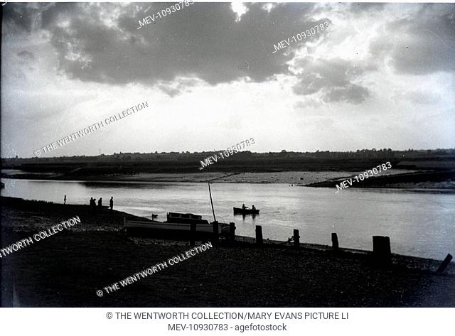 The River Crouch, near Hullbridge, Kent, England. Showing boat