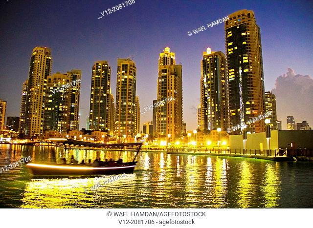 Boat atThe Dubai Fountain, Dubai, United Arab Emirates