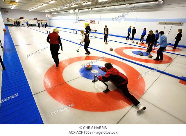 Curling in 100 Mile House, South Cariboo region, British Columbia, Canada