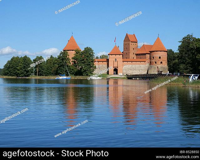 The Trakai Water Castle in Lake Galve. The complex is one of the most famous sights in Lithuania and is used as a museum, Trakai, Vilnius, Lithuania, Europe
