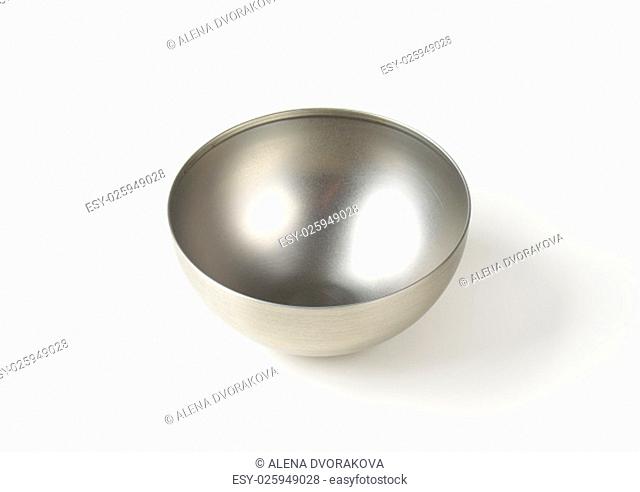 Empty deep metal mixing bowl