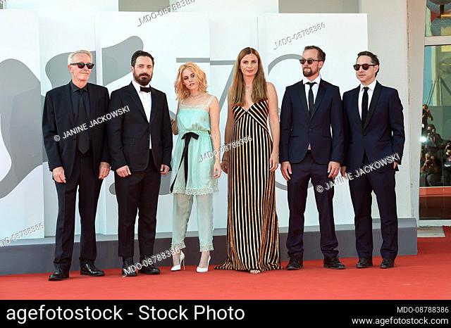 Paul Webster, Pablo Larraín, Kristen Stewart, Janine Jackowski, Jonas Dornbach, Juan de Dios Larraín at the 78 Venice International Film Festival 2021