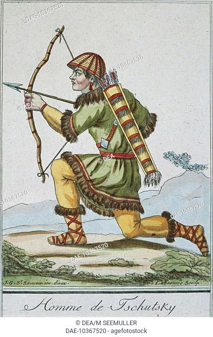Man from Tschutky, 1795, engraving by Grasset de Saint Sauver from the Encyclopedia of Voyages: the Asie