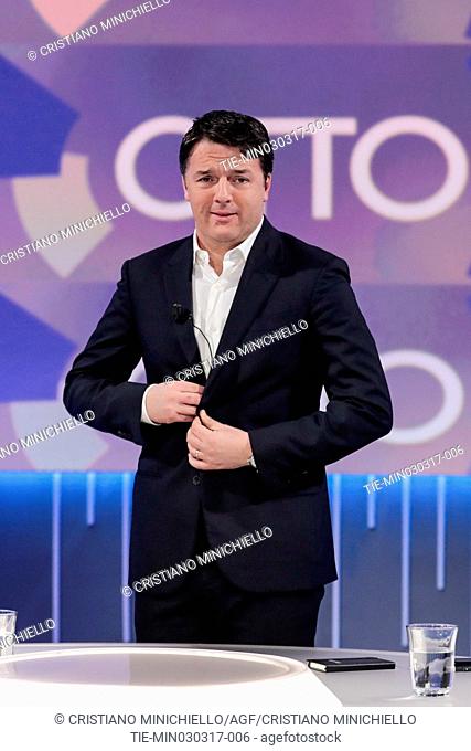 Matteo Renzi, former italian premier and resigning secretary of Partito Democratico (PD), is guest of the talk show of LA7 Otto e Mezzo. Rome