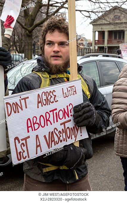 Detroit, Michigan USA - 11 February 2017 - Supporters of Planned Parenthood far outnumbered opponents as both sides rallied outside Planned Parenthood clinics...