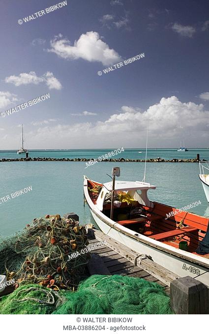 Aruba, Palp Beach, fisher-harbor, boat, nets, ABC islands, little one Antilles, Dutch Antilles Caribbean island Caribbean-island vacation, trip, tourism, beach