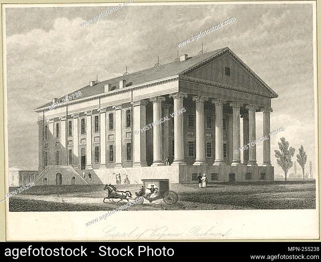Capitol of Virginia, Richmond. Lossing, Benson John, 1813-1891 (Author) Jefferson, Thomas (1743-1826 ) (Architect). Emmet Collection of Manuscripts Etc