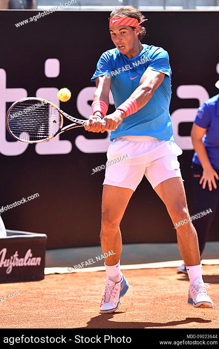 The Spanish tennis player Rafael Nadal during the Internationali BNL d’Italia di Tennis at the Foro italico. Rome (Italy), May 14th, 2015
