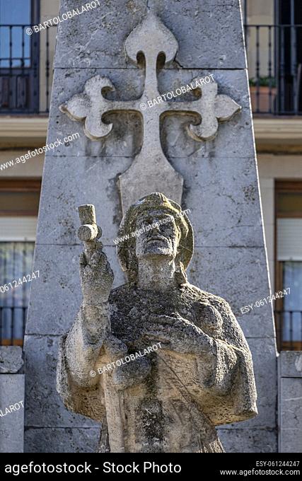 Monument to the pilgrim, Classicist work, begun in 1968 by the sculptor Vicente Ochoa, Santo Domingo de la Calzada, La Rioja, Spain
