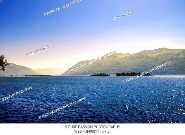 Switzerland, Ticino, View on to Brissago Islands and Lago Maggiore