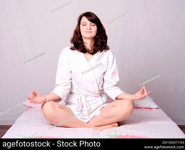 woman, yoga, cross-legged