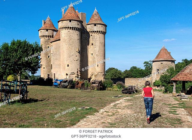 CHATEAU OF SARZAY, OLD FEUDAL FORTRESS FROM THE 14TH AND 15TH CENTURIES, GEORGE SAND'S BLACK VALLEY IN THE BERRY (36), FRANCE