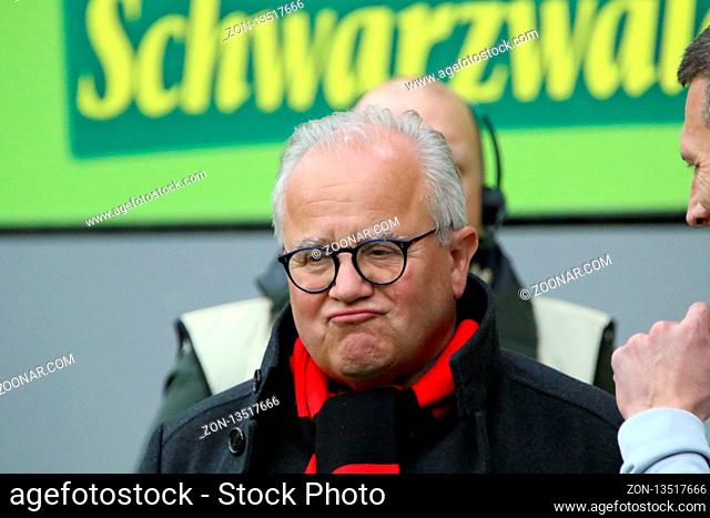 Präsident / Praesident Fritz Keller (Freiburg),  1. BL: 18-19: 25. Sptg. - SC Freiburg vs. Hertha BSC Berlin DFL REGULATIONS PROHIBIT ANY USE OF PHOTOGRAPHS AS...