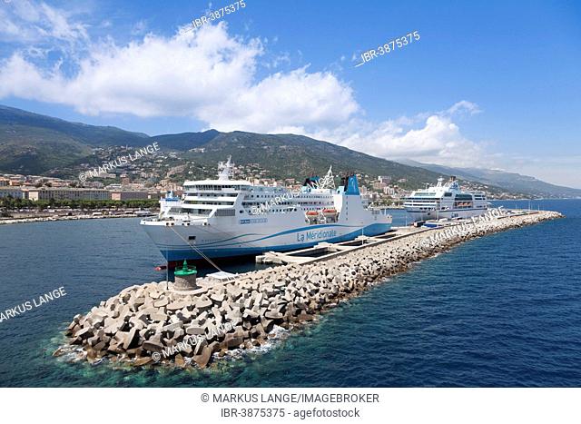 Ferries at the new port, Bastia, Corsica, France