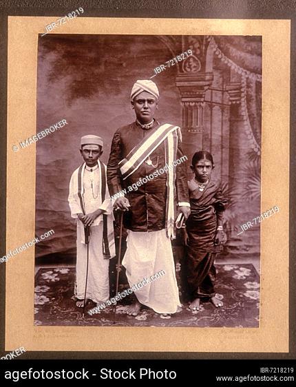 100 years old picture in a Chettiar home, Chettinad, Tamil Nadu, India, Asia