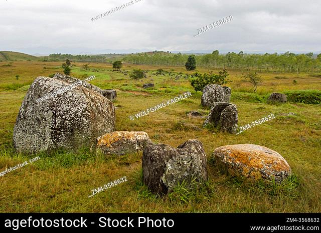 The Plain of Jars consists of thousands of stone jars scattered around the upland valleys and the lower foothills of the central plain of the Xiangkhoang...