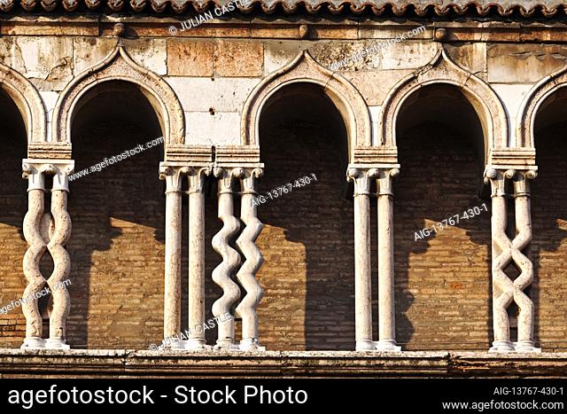 Architectural detail of the Cathedral Duomo Ferrara Emilia-Romagna Italy