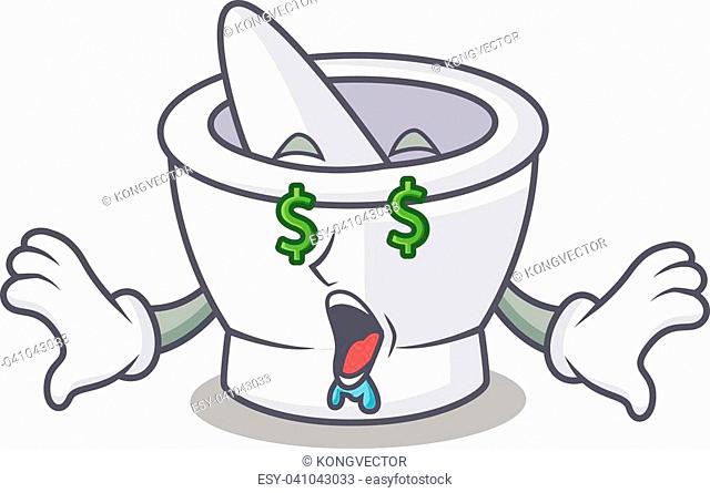 Money eye mortar mascot cartoon style vector illustration