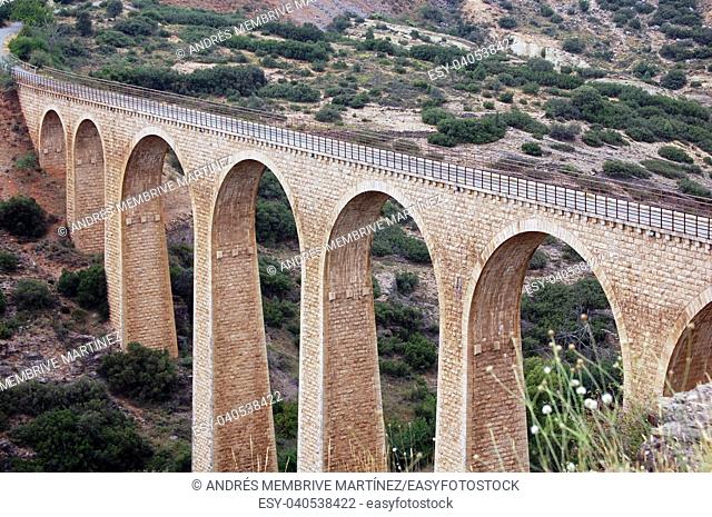 Albentosa viaduct in Teruel. Aragon, Spain