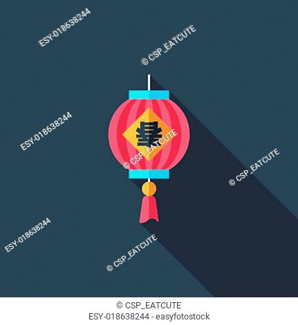 Chinese New Year flat icon with long shadow, eps10, Chinese festi