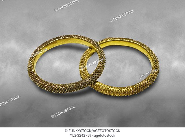 Bronze Age Hattian gold bracelet from a possible Bronze Age Royal grave (2500 BC to 2250 BC) - Alacahoyuk - Museum of Anatolian Civilisations, Ankara, Turkey