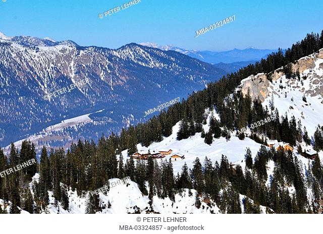 Germany, Bavaria, Loisachtal, Garmisch-Partenkirchen, winter, skiing area, cross corner, cross alp