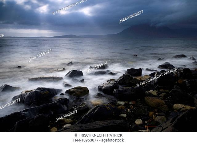 Mountain, mountains, Elgol, cliff, rock, cliff, water, Great Britain, Europe, island, Isle of Skye, cliffs, coast, scenery, sea, nature, panorama, Scotland