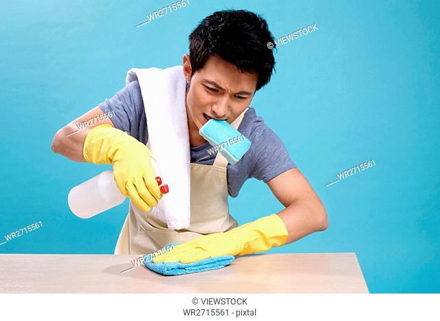 Young men do housework