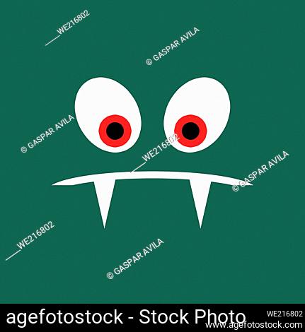 Angry monster with only the eyes and teeth